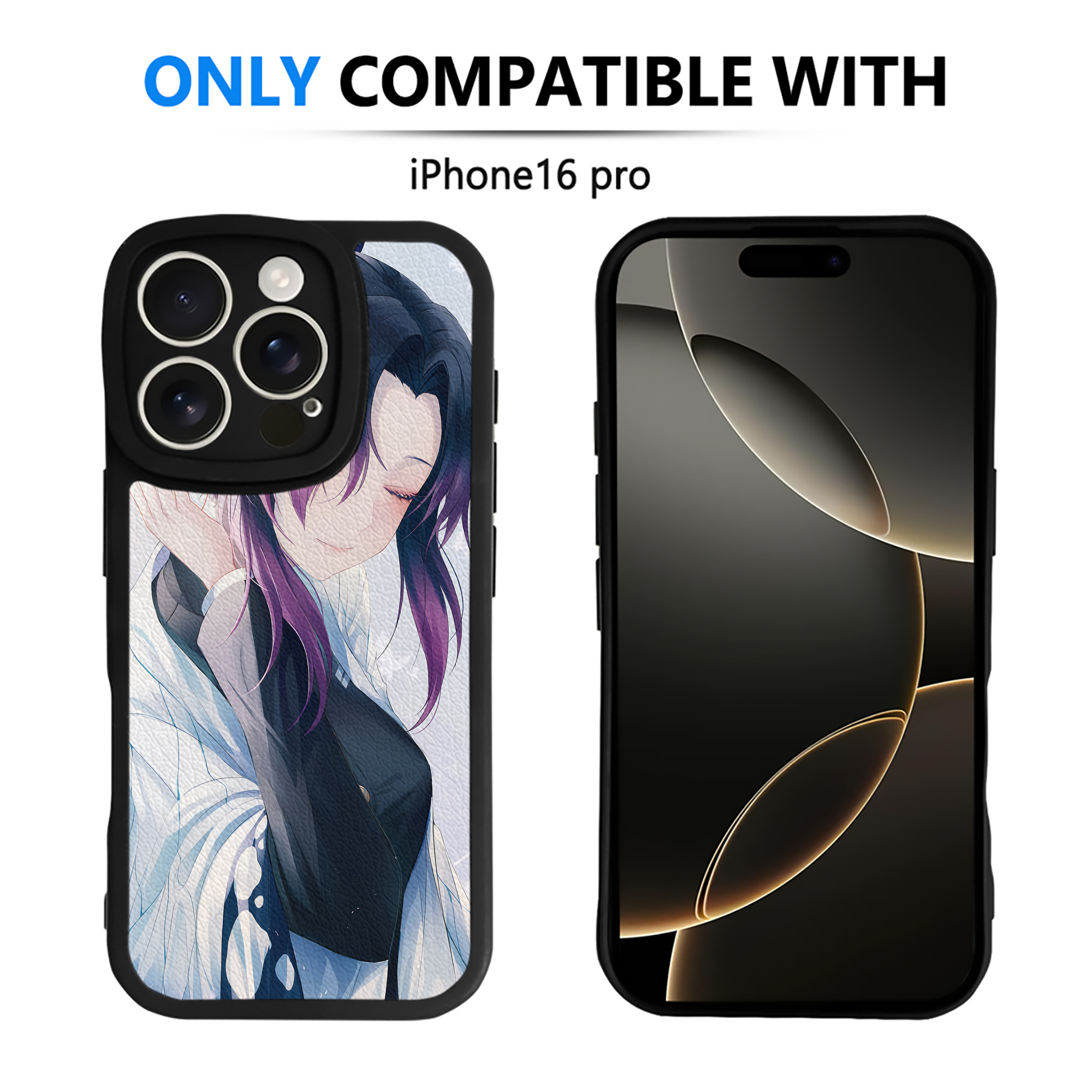 （画像用） 鬼滅の刃（きめつのやいば）蟲柱-胡蝶 しのぶ／こちょう しのぶ Kochou Shinobu 【iPhone 16シリーズ対応】シリコンスマホケース（レザー調） 材質：シリコン